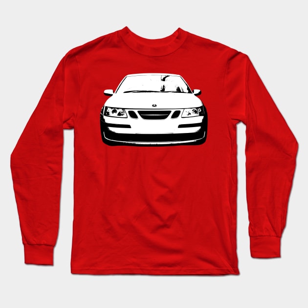 Saab 9-3 1st generation classic car black/white monoblock Long Sleeve T-Shirt by soitwouldseem